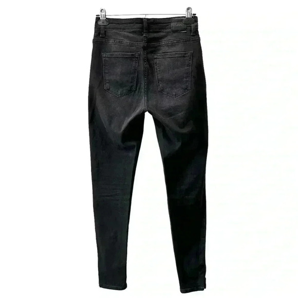 Zara High Rise Skinny Jeans Ankle Snaps Washed Black Size 2 - Picture 2 of 14